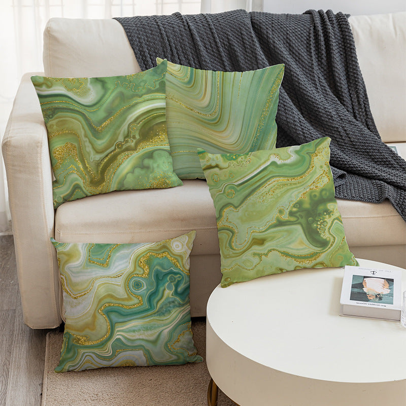 Abstract Gold Foil Linen Throw Pillow Cover 18x18 Square