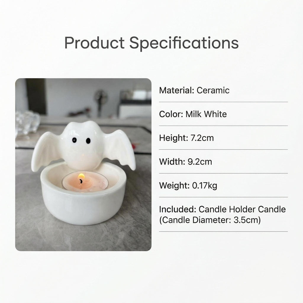 Cute Ghost Ceramic Candle Holder for Halloween Decor
