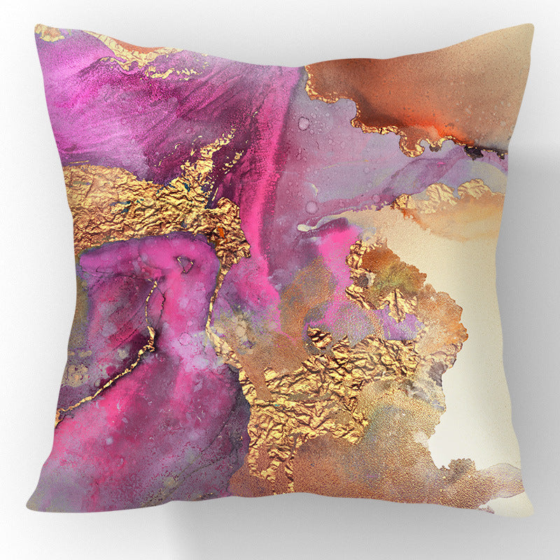 Nordic Gold Foil Abstract Velvet Throw Pillow Cover