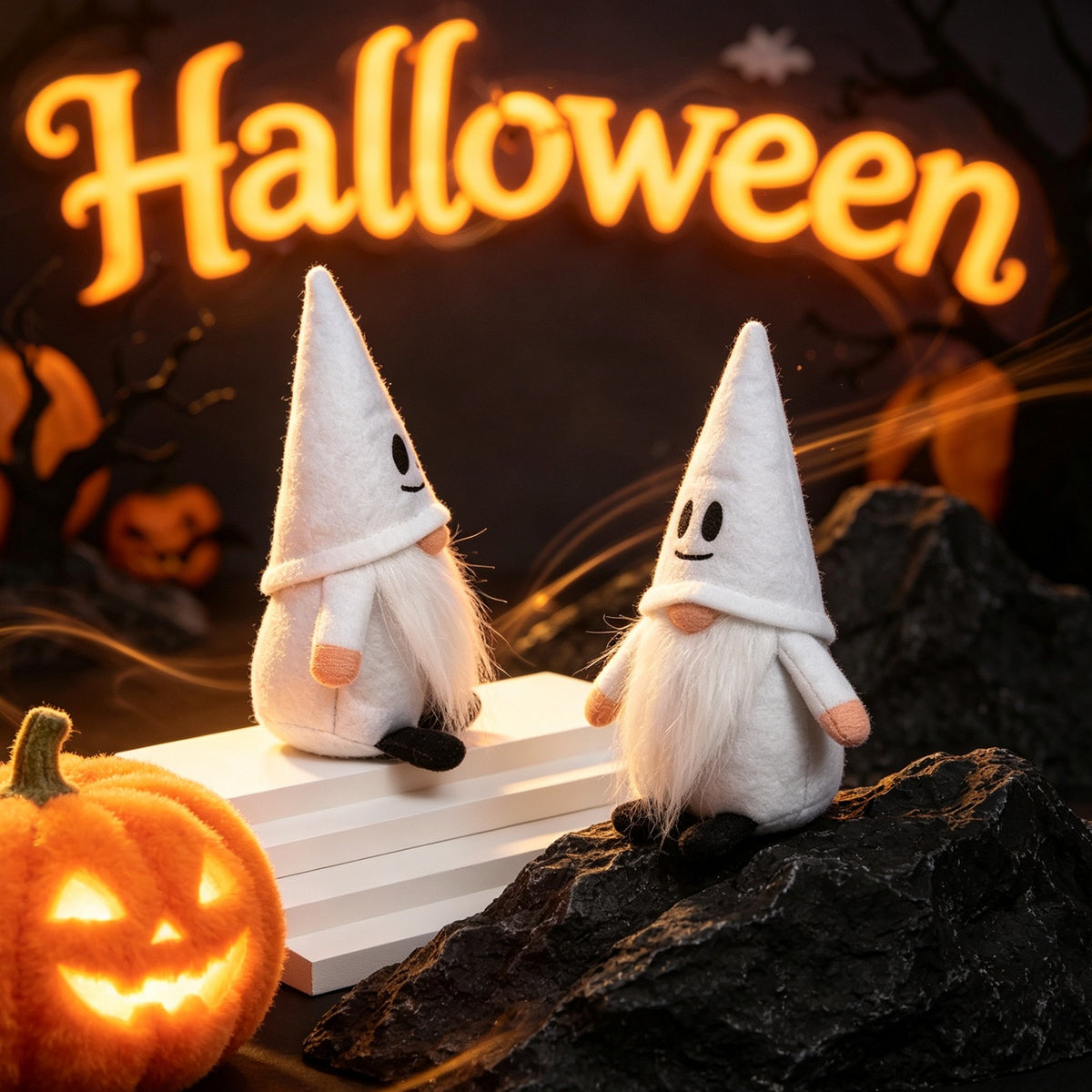 Halloween Ghost Gnome Witch Hat Decor Plush Shelf Sitters