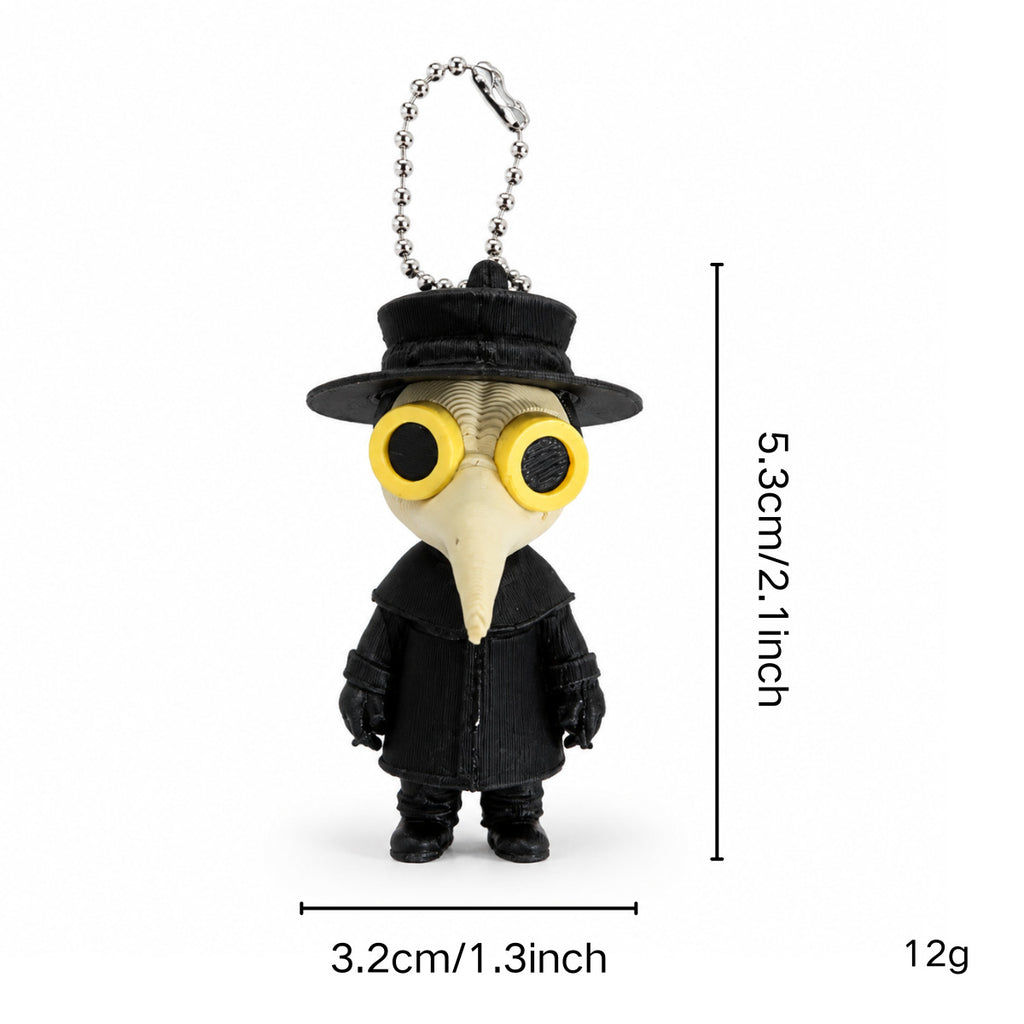 3D Printed Halloween Plague Doctor Keychain Gothic Character Accessory