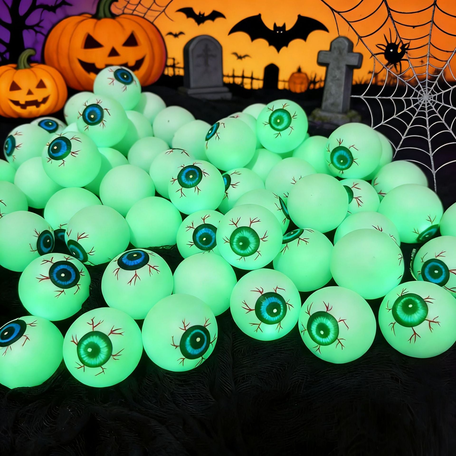 Halloween Glow Eyeball Decorations Light Up Party Props