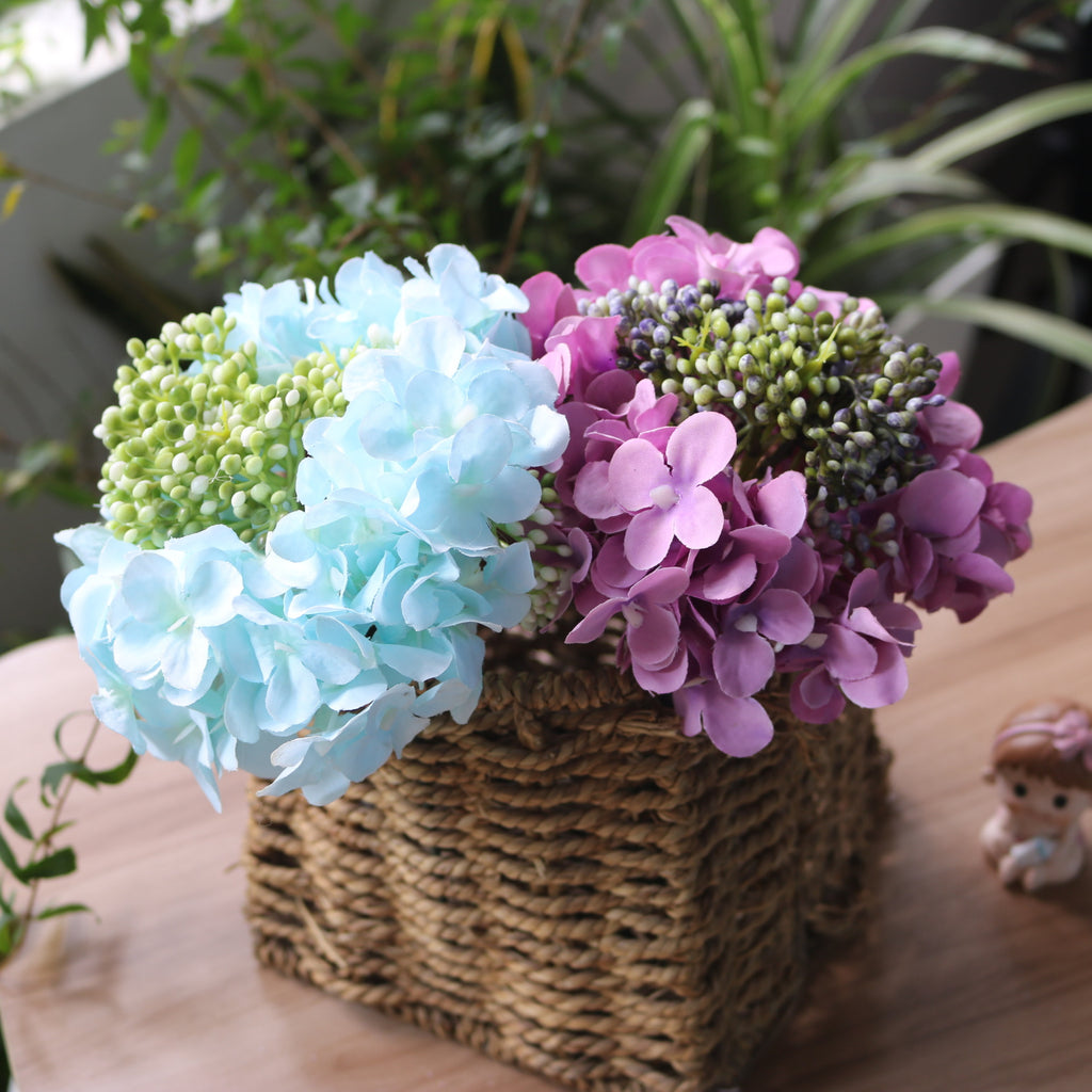 Artificial Hydrangea Carnation Bouquet Faux Flowers Decor
