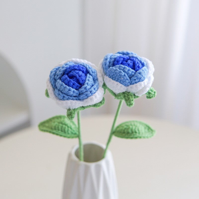 Valentine Holiday Decorations Handmade Crochet Rose Stem