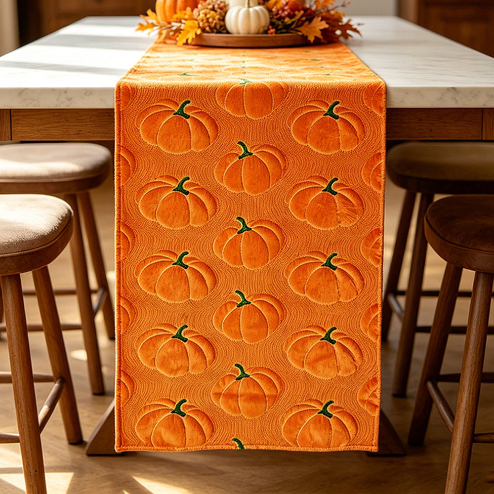 Pumpkin Embroidered Table Runner Fall Halloween Decor