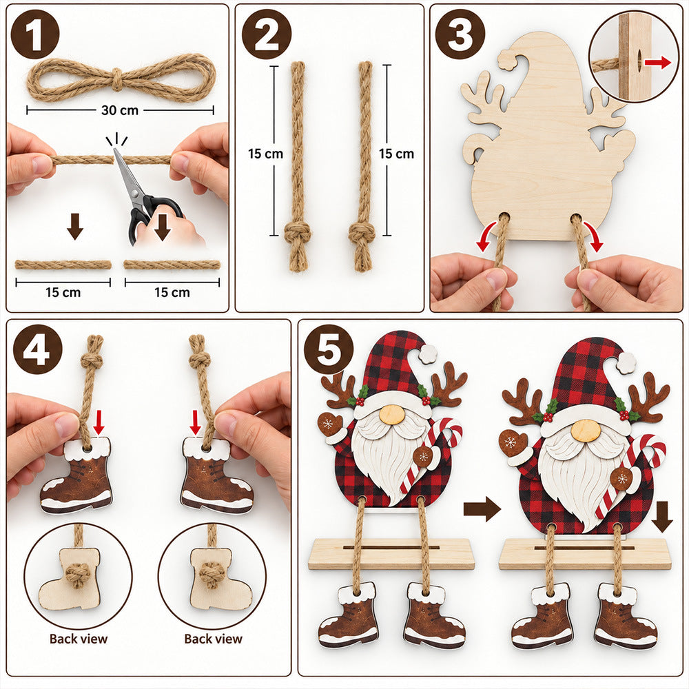 Christmas Gnome Wooden Tabletop Decor With Boots