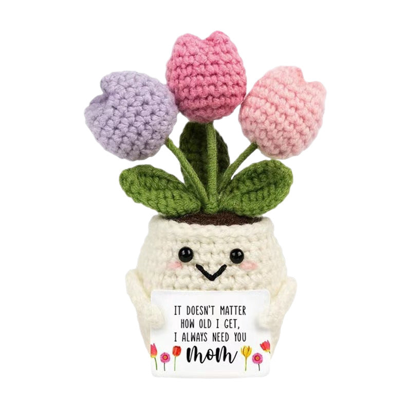 Handmade Crochet Flower Pot Positive Desk Decor