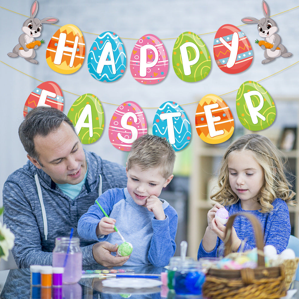 Easter Bunny Egg Banner Happy Easter Party Decor
