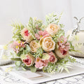 Valentine Artificial Peony Rose Bouquet Home Wedding Decor