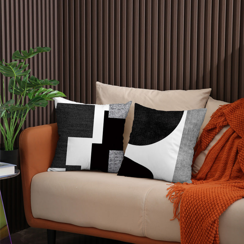 Modern Color Block Linen Square Throw Pillow Cover 18x18