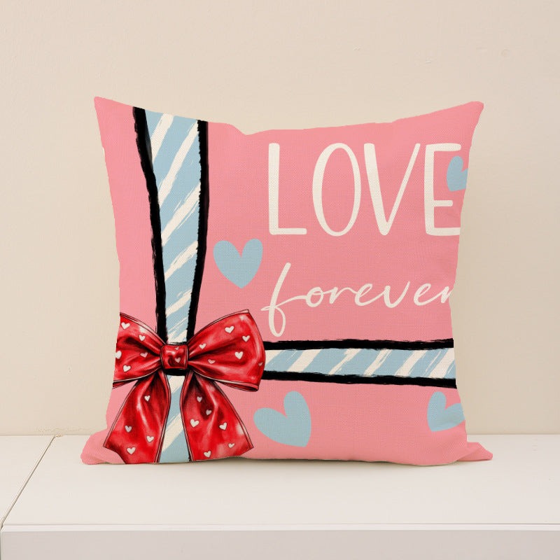 Sweetheart Pink Gingham Valentine Cushion Cover Set Decor