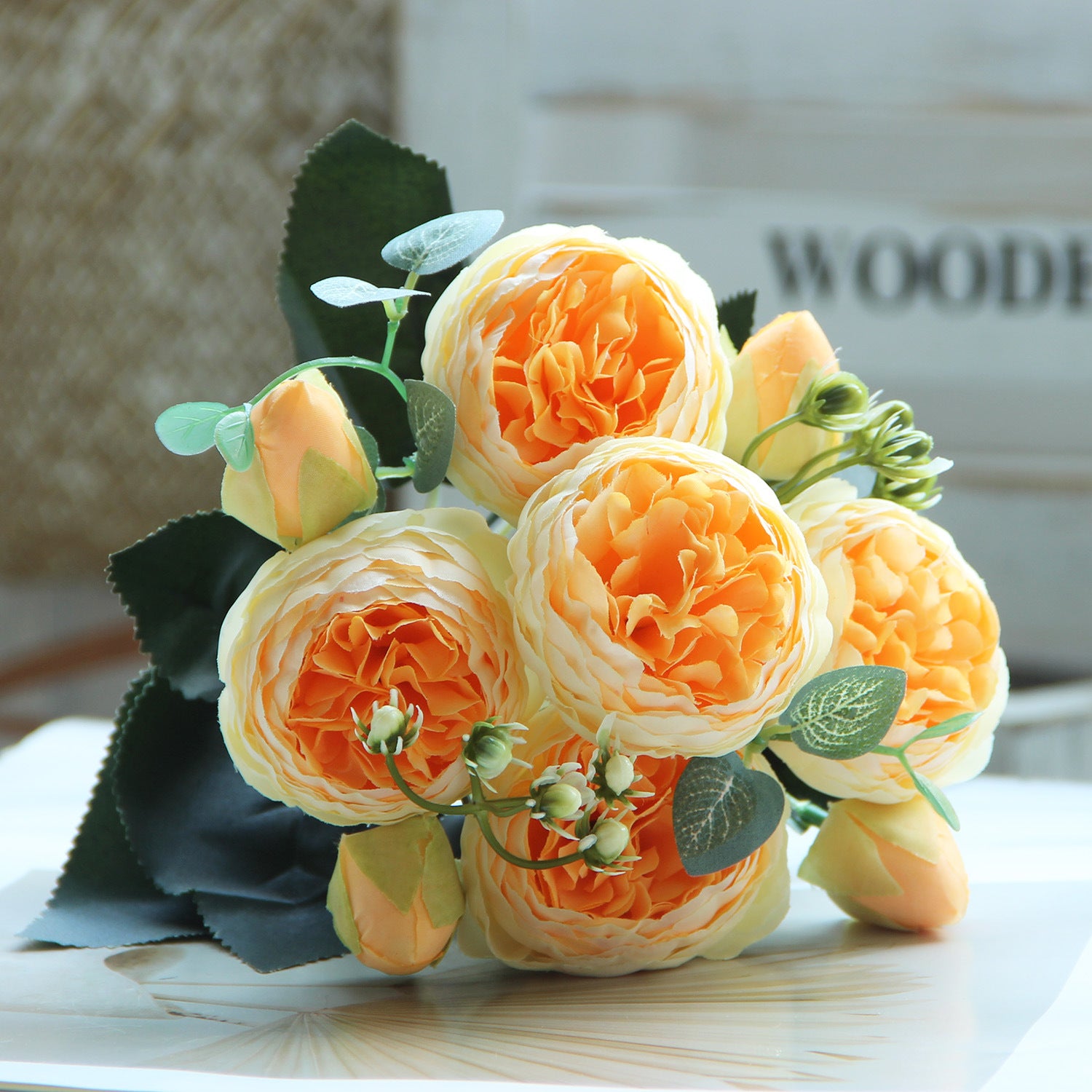 Valentine’s Day Faux Peony Rose Bouquet Silk Floral Decor