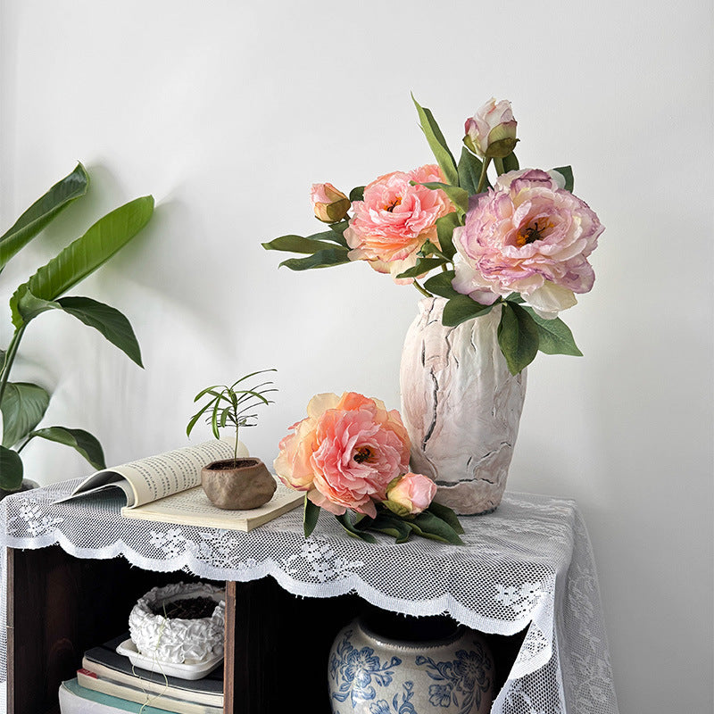 Artificial Peony Flower Stem Faux Floral Vase Home Decor