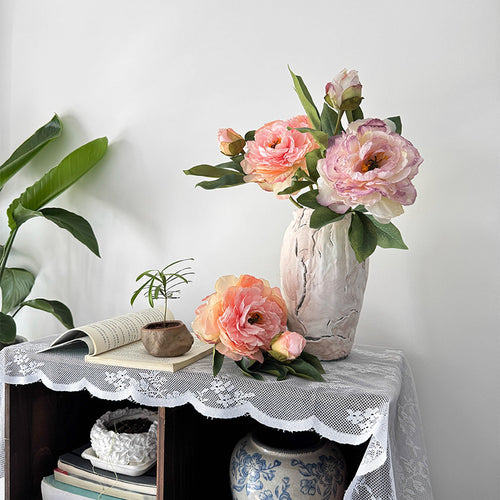Artificial Peony Flower Stem Faux Floral Vase Home Decor