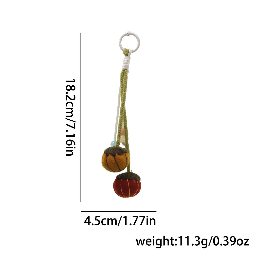 Pumpkin Plush Keychain Bag Charm with Beaded Hanging Design