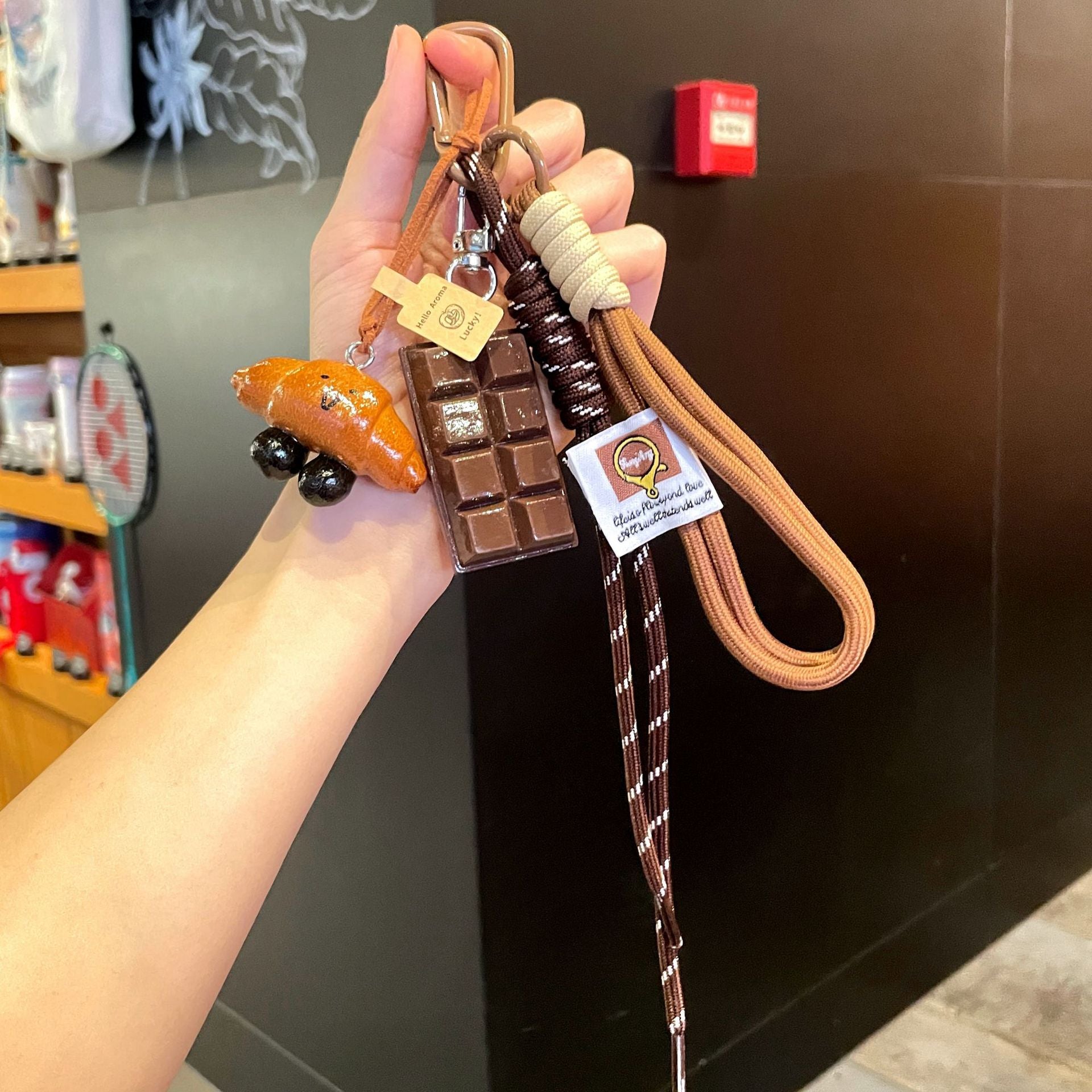 Cute Bread Keychain Pretzel Chocolate Bag Charm