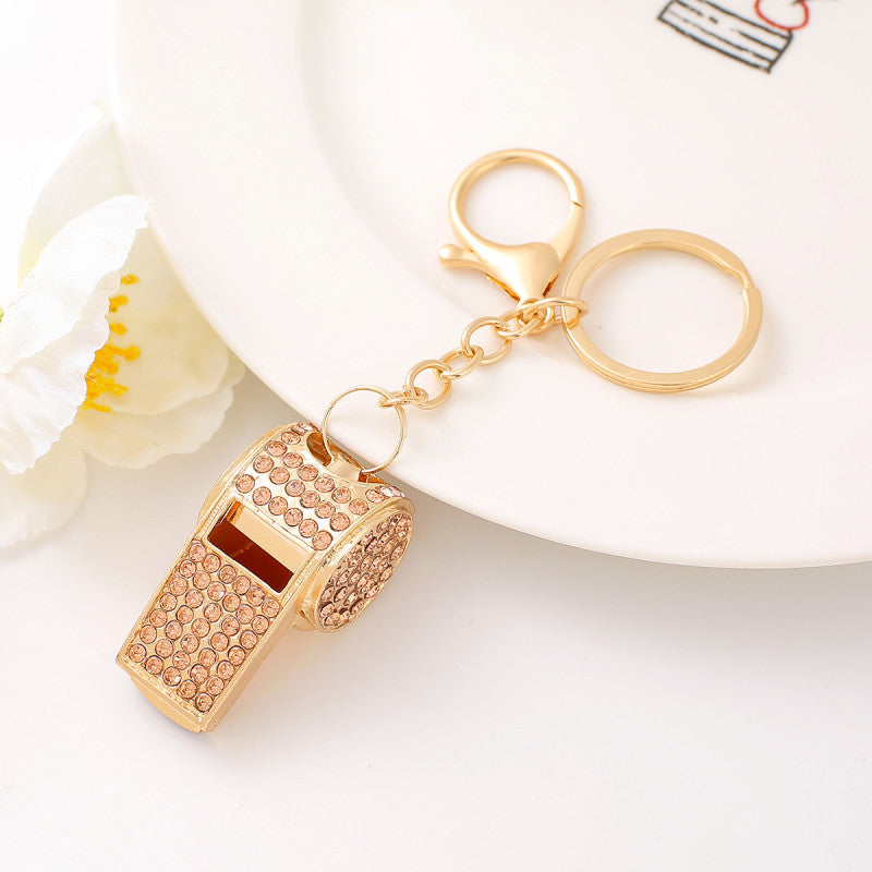 Rhinestone Whistle Keychain Key Ring Valentine Gift