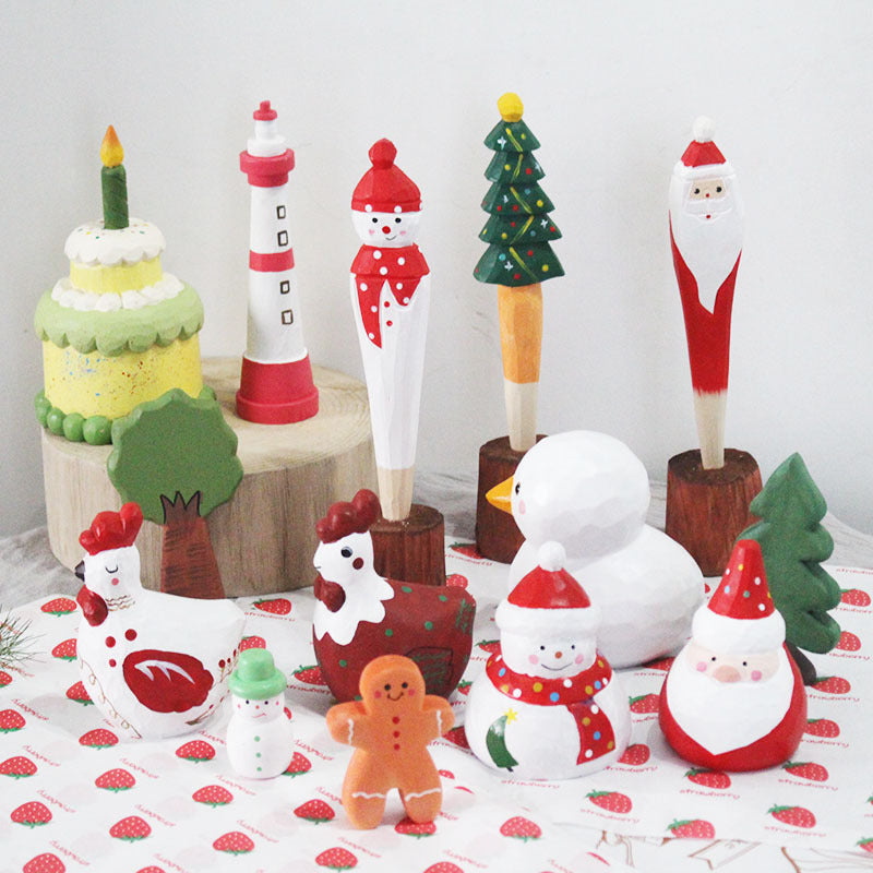 Cute Wood Christmas Figurine Holiday Tabletop Decoration