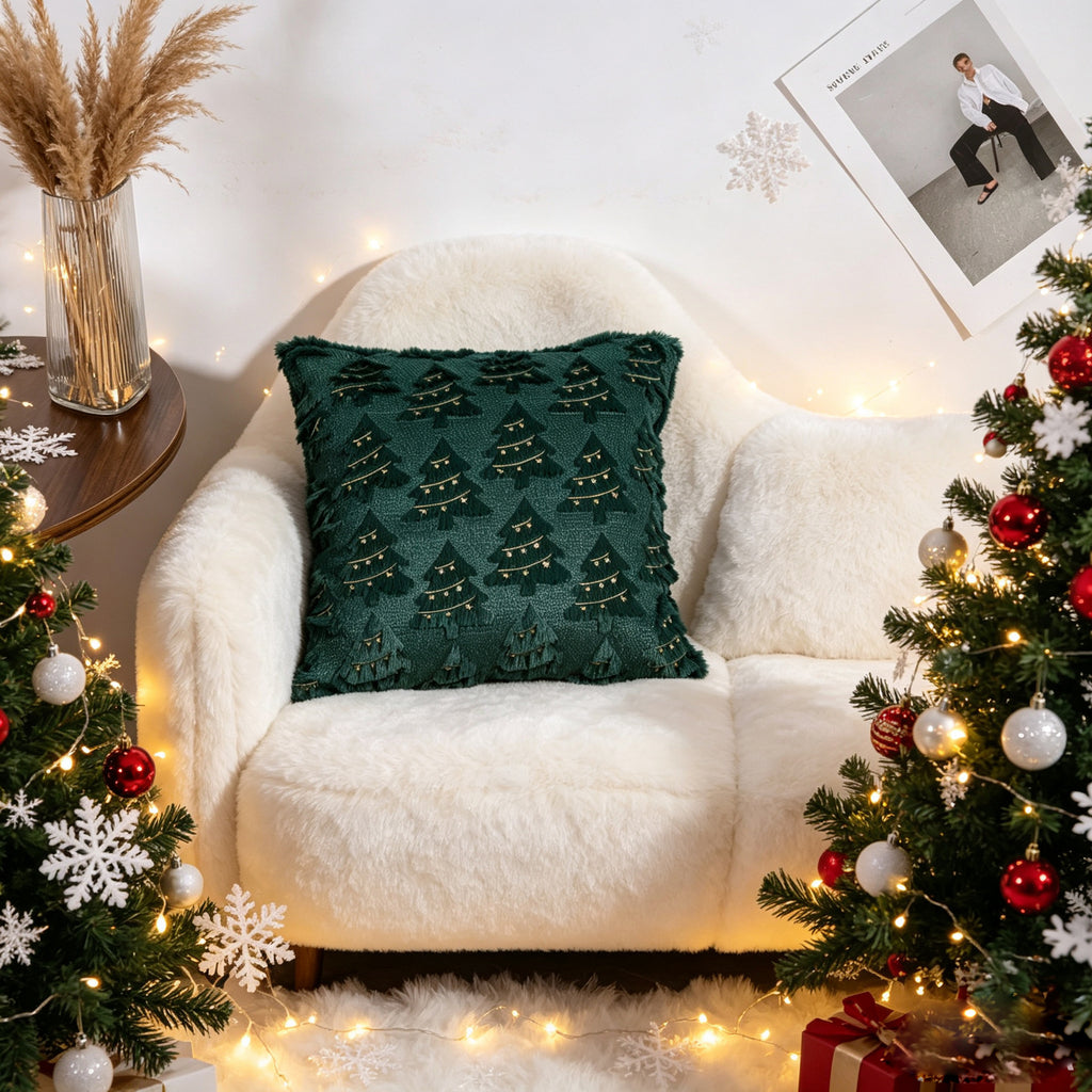 Christmas Tree Pattern Pillow Cover Holiday Home Decor