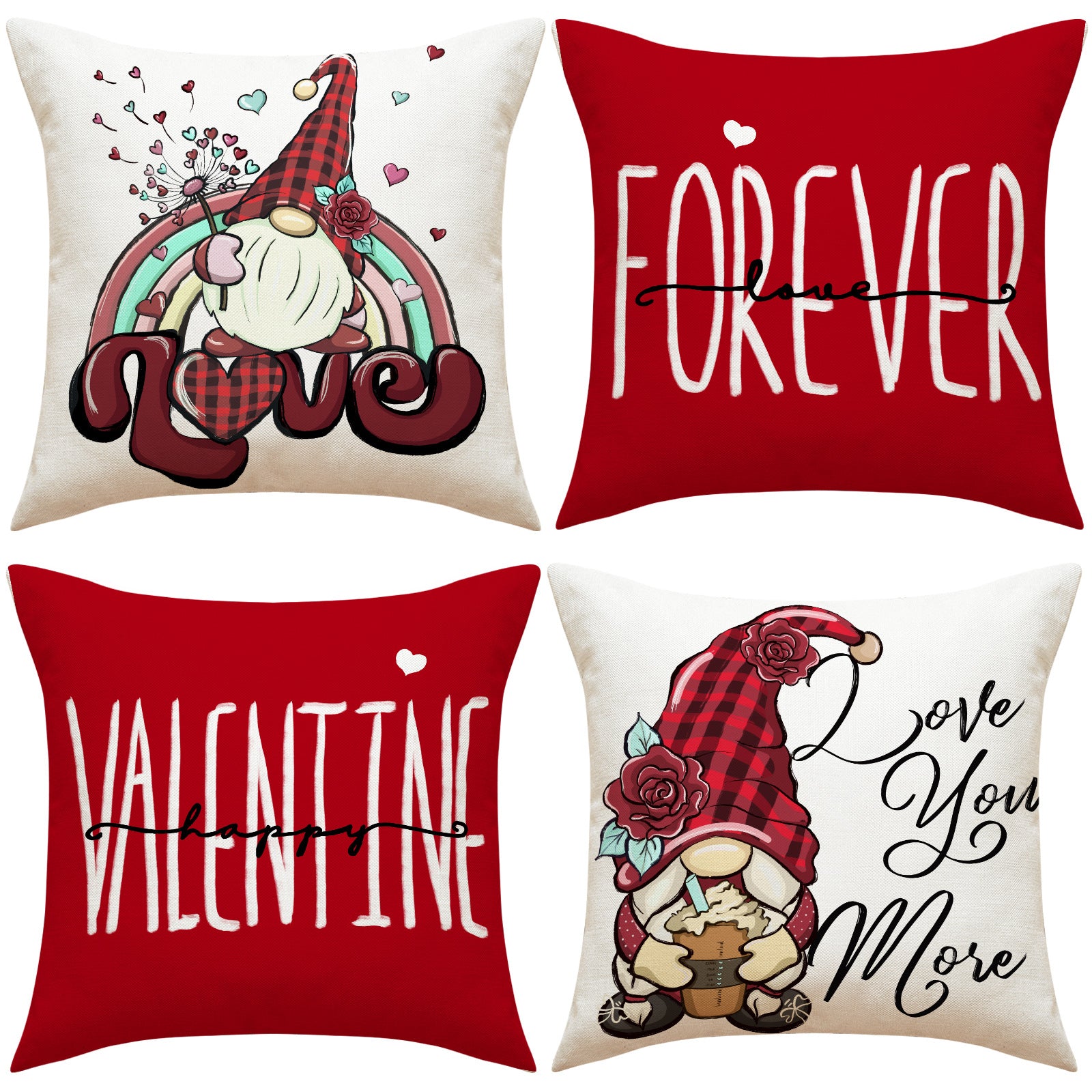 Valentine Gnome Love Pillow Covers Set Linen Couples Decor