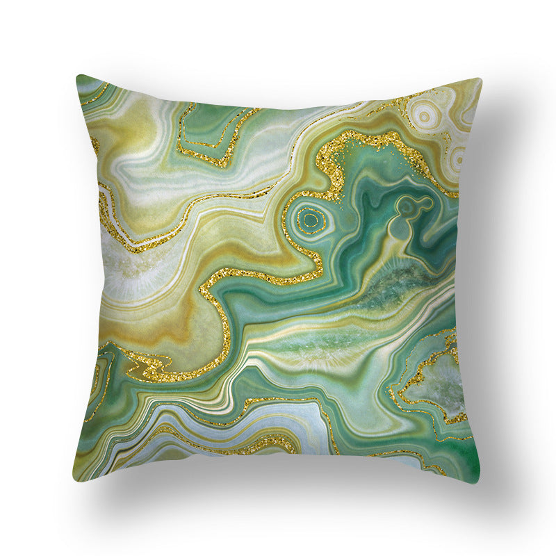 Abstract Gold Foil Linen Throw Pillow Cover 18x18 Square
