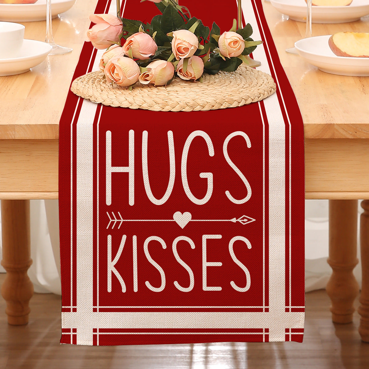 Valentine’s Day Heart Table Runner Red Printed Decor