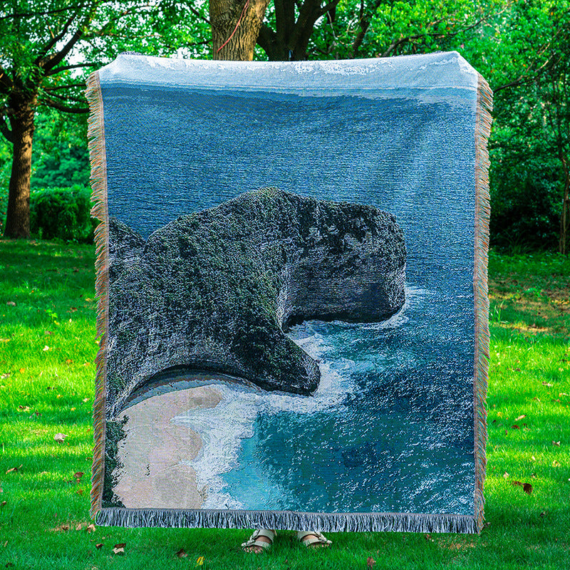 Scenic Woven Throw Blanket Jacquard Sofa Home Decor