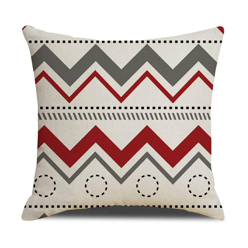 Linen Geometric Letter Throw Pillow Cover Square Sofa Decor