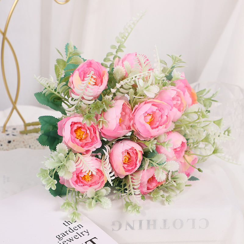Valentine’s Faux Peony Rose Bouquet Floral Home Decor