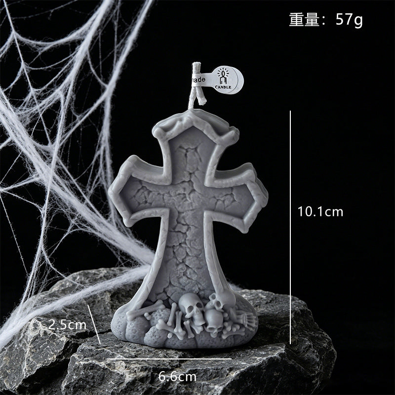 Cross Candle Halloween Decor Gothic Seasonal Home Accent Gift