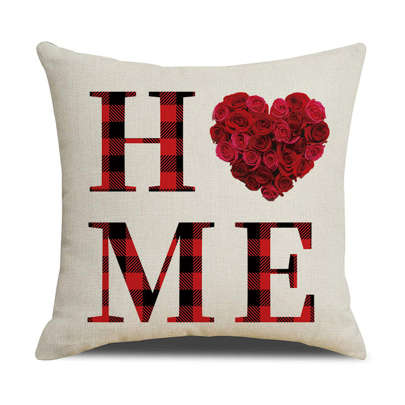 Valentine Home Decor Buffalo Plaid Love Heart Pillow Cover
