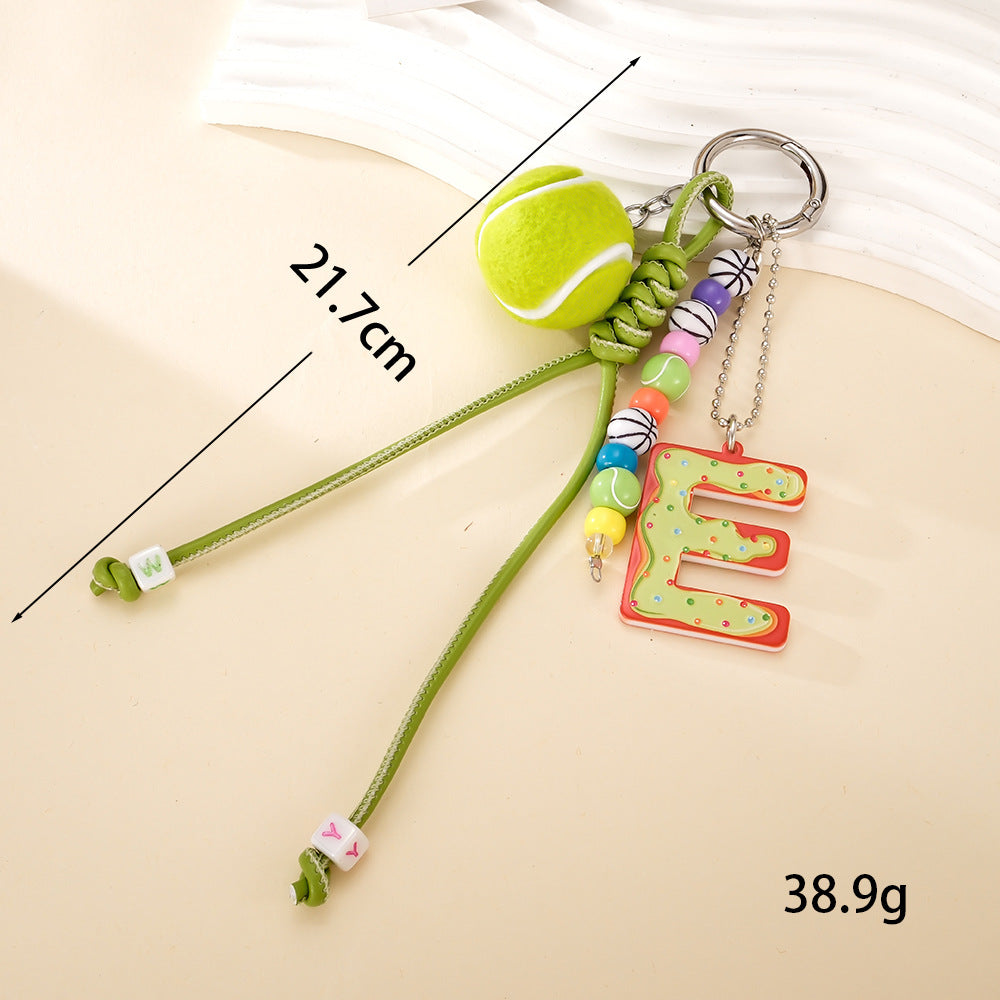 Acrylic Sports Ball Initial Keychain Bag Charm