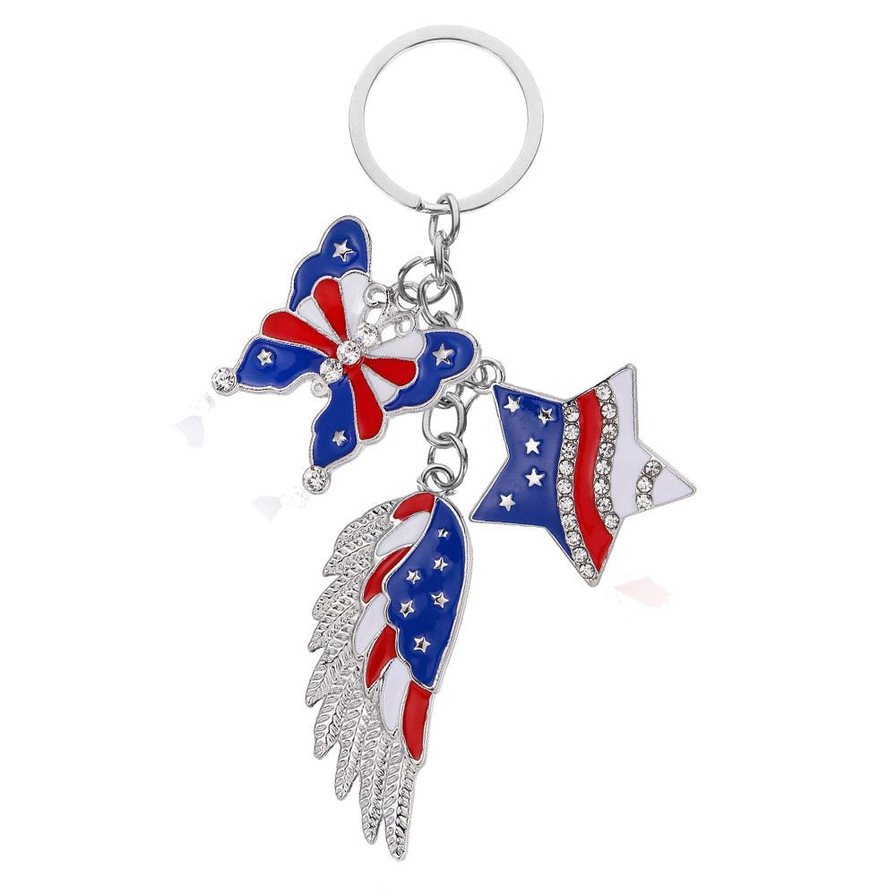 4th of July Patriotic USA Flag Keychain Accessory