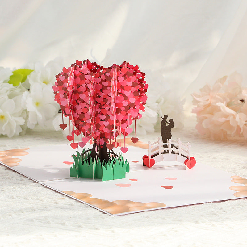 Valentines 3D Pop Up Heart Tree Greeting Card Romantic Gift