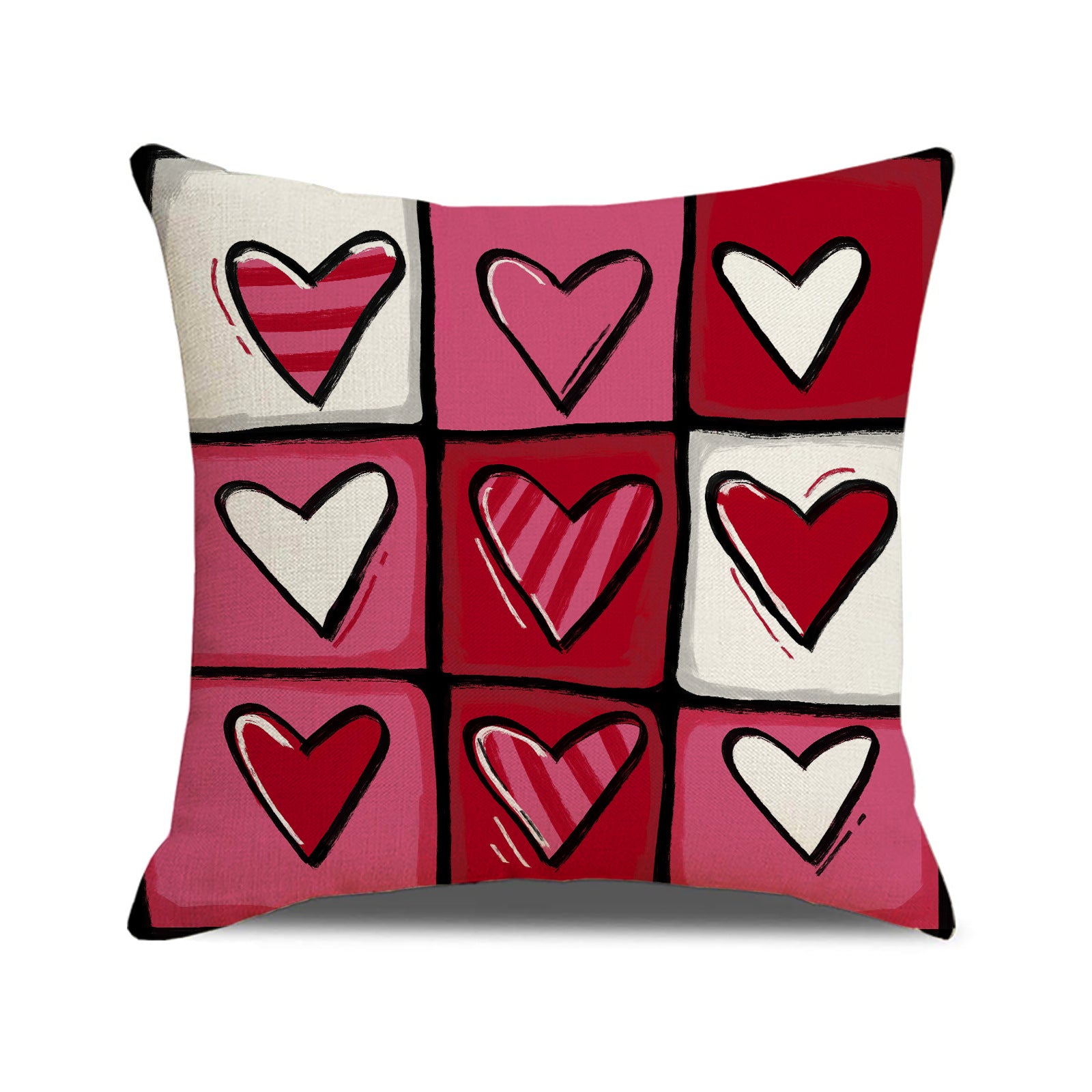 Valentine Heart Linen Pillow Covers for Cozy Home Decor