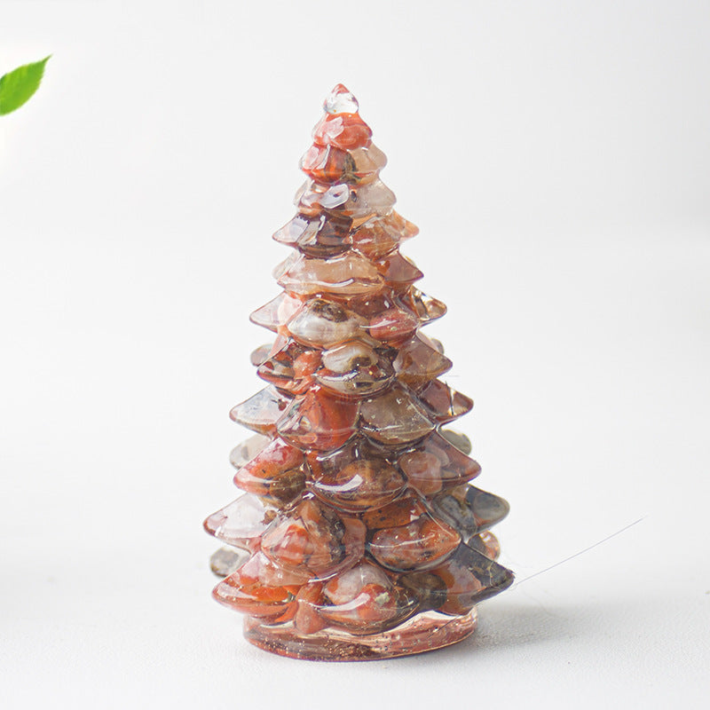 Christmas Resin Tree Figurine Mini Holiday Table Decor