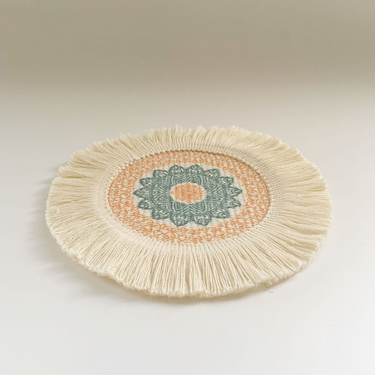 Boho Pattern Round Decorative Drink Coaster Set with Tassels