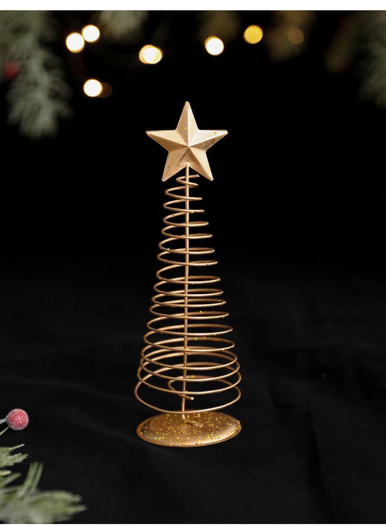 Gold Metal Tabletop Christmas Tree with Star Topper