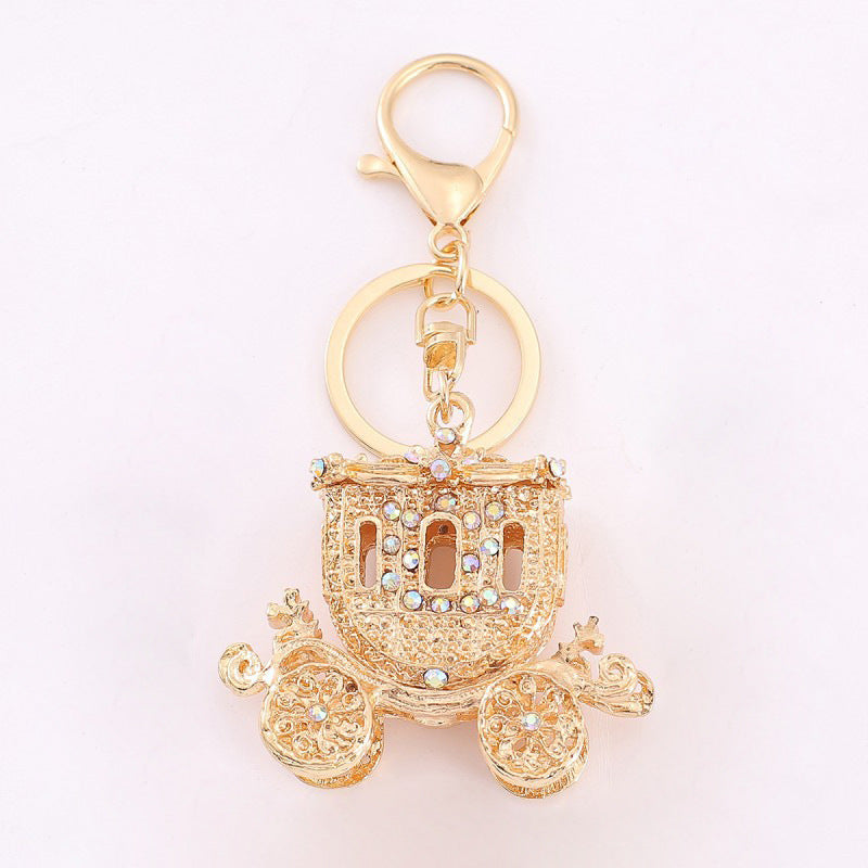 Valentine Pumpkin Carriage Crystal Keychain Metal Charm
