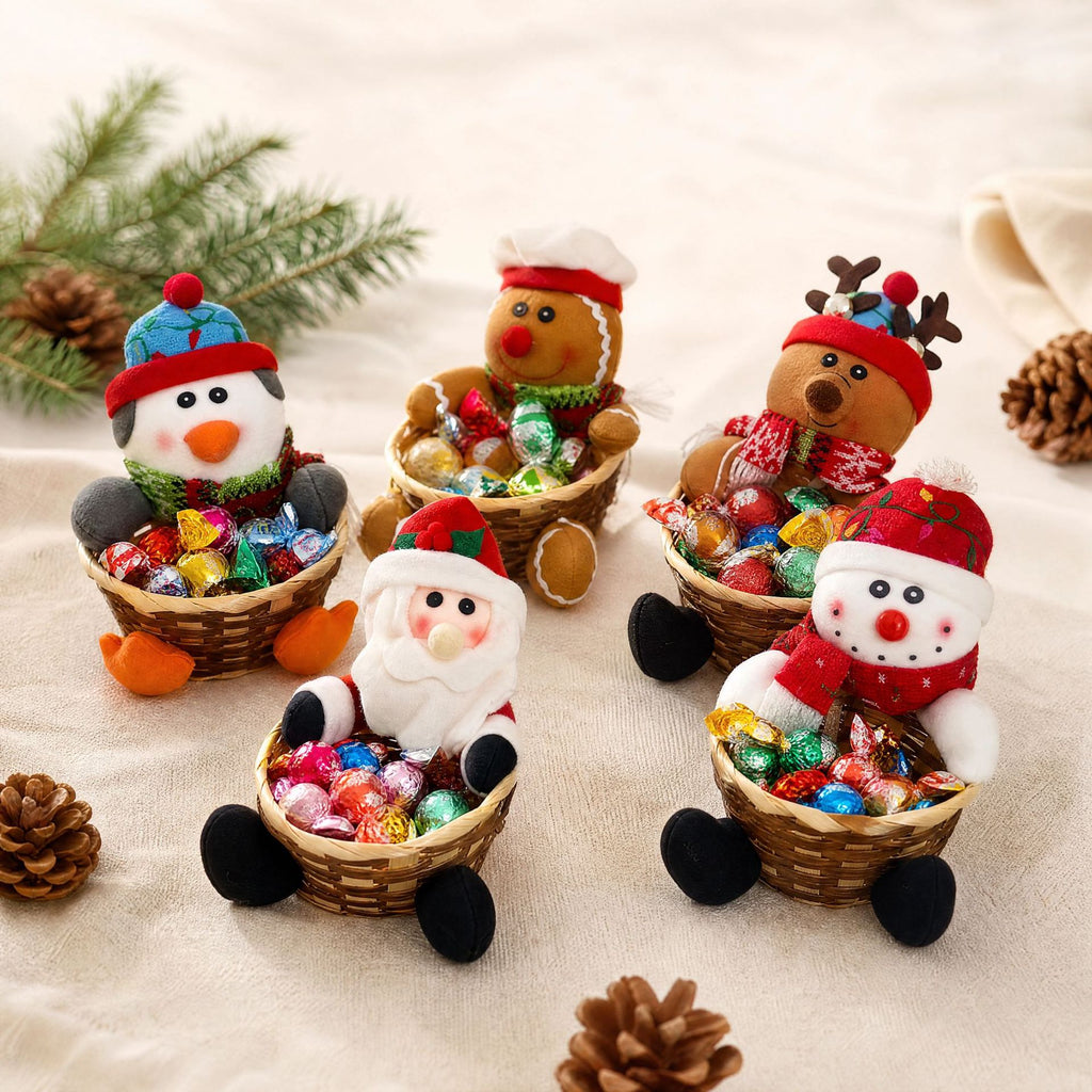 Rattan Christmas Candy Basket Holiday Tabletop Decor