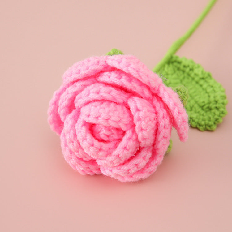 Valentine Crochet Rose Artificial Flower for Home Decor