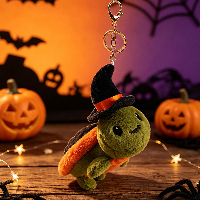 Halloween Plush Turtle Witch Hat Keychain Hanging Ornament