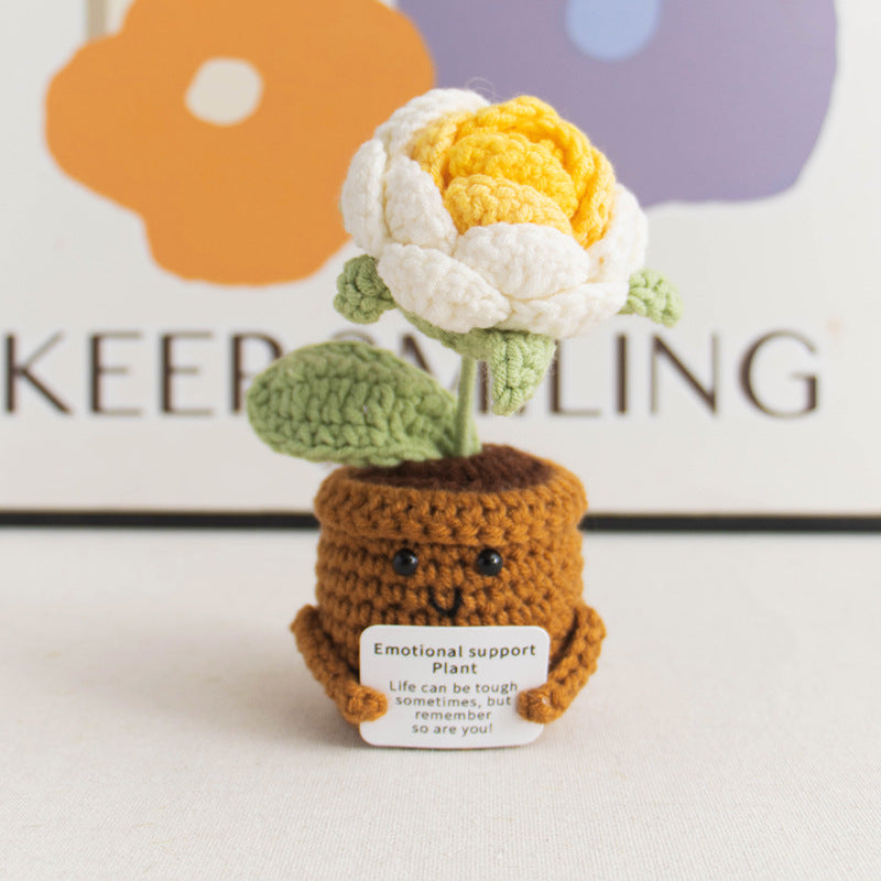 Valentine Holiday Decorations Handmade Crochet Flower Pot