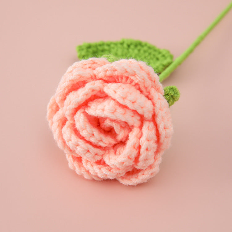 Valentine Crochet Rose Artificial Flower for Home Decor
