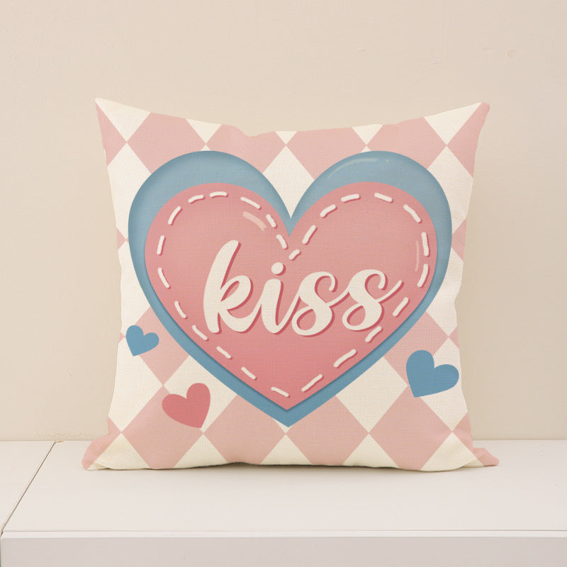 Love Forever Pink and Blue Heart Valentine Pillow Covers Set