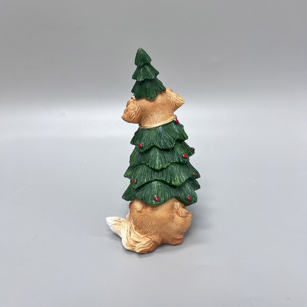Cute Resin Christmas Dog Figurines Golden Retriever Holiday Decor
