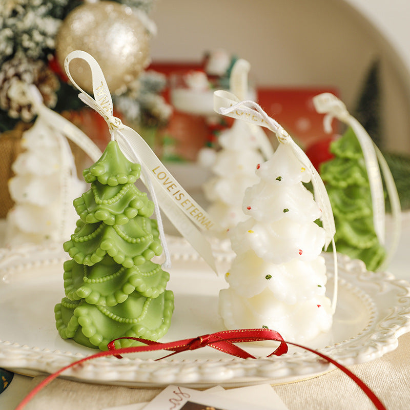 Festive Tree Shaped Scented Candle Soy Wax Blend Christmas Gift Decor