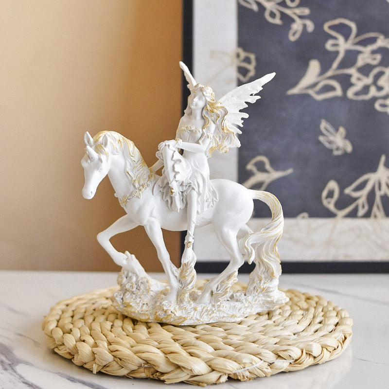 European Resin Angel Figurine Gold Accent Home Decor