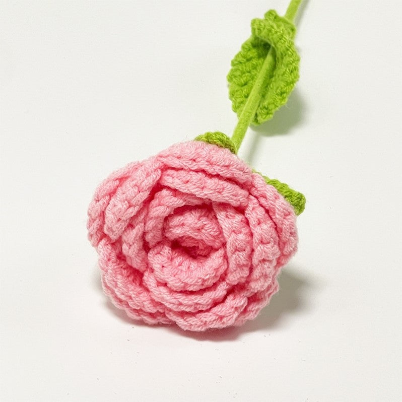 Valentine Crochet Rose Artificial Flower for Romantic Decor