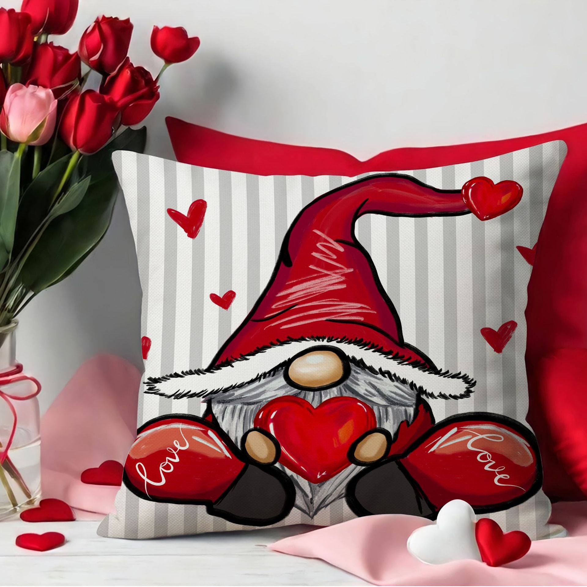 Valentine Heart Pillow Covers Love Theme Letter Print Decor